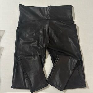SPANX - Black Faux Leather leggingsgs - Size LARGE